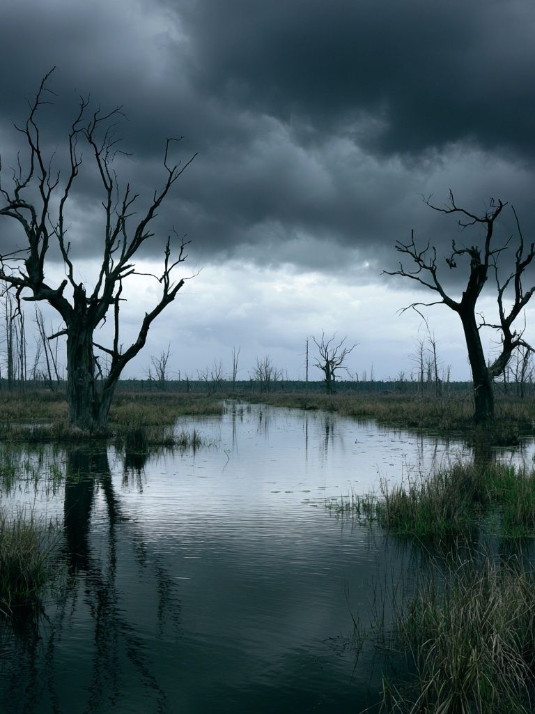 Stormy Wetland Trees Photography Poster. poster detail
