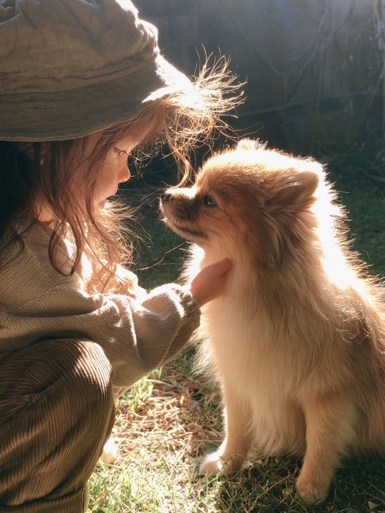 Girl and Dog Portrait Photography Poster. poster detail