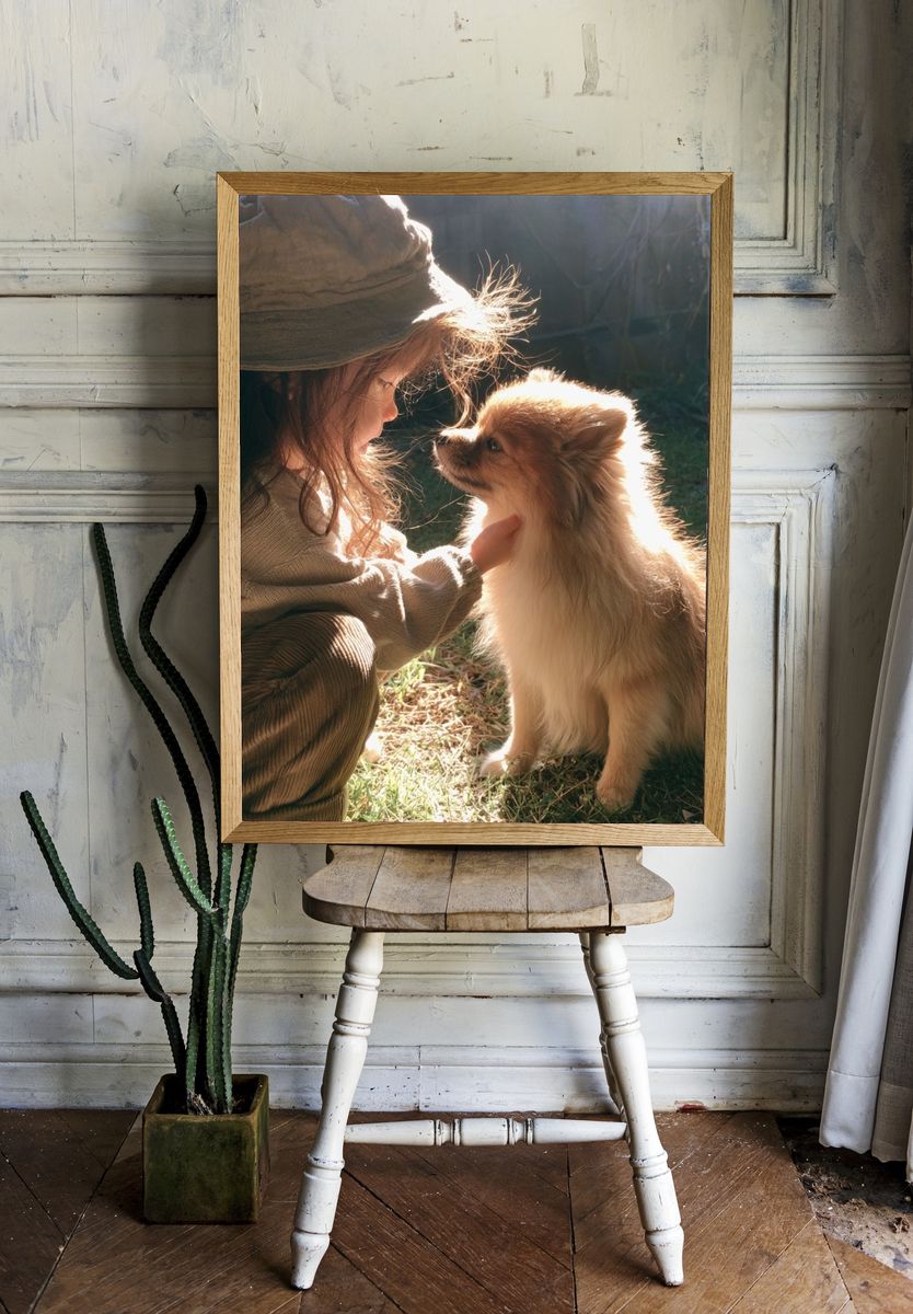 Girl and Dog Portrait Photography Poster. — room view 1