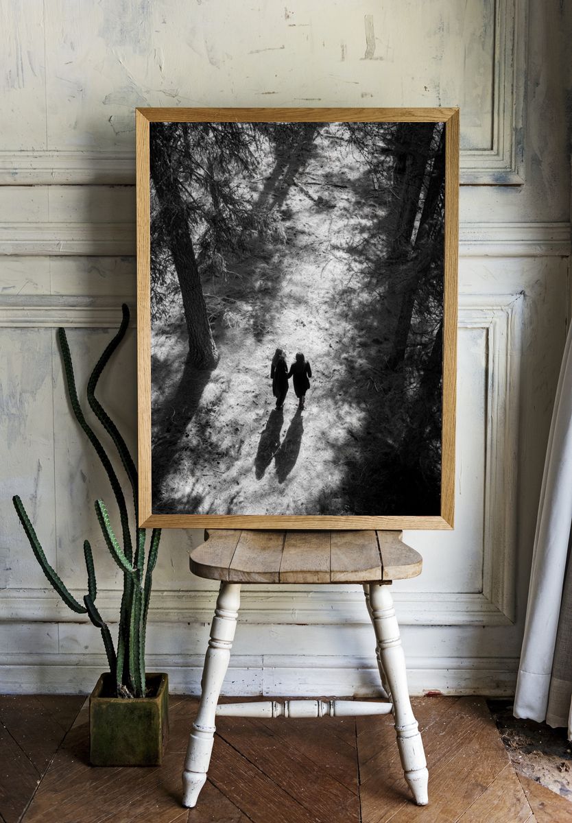 Forest Walk Black-White Poster. room preview