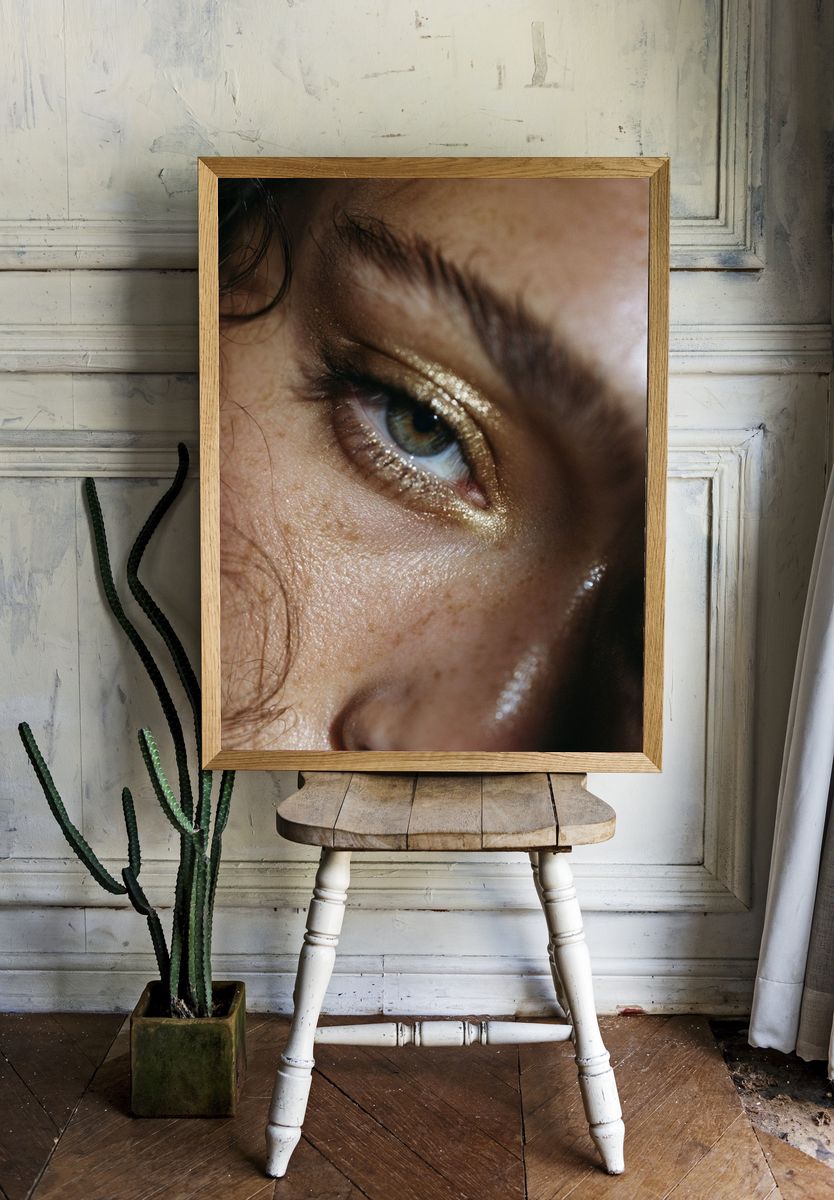 Golden Eye Portrait Print. — room view 1