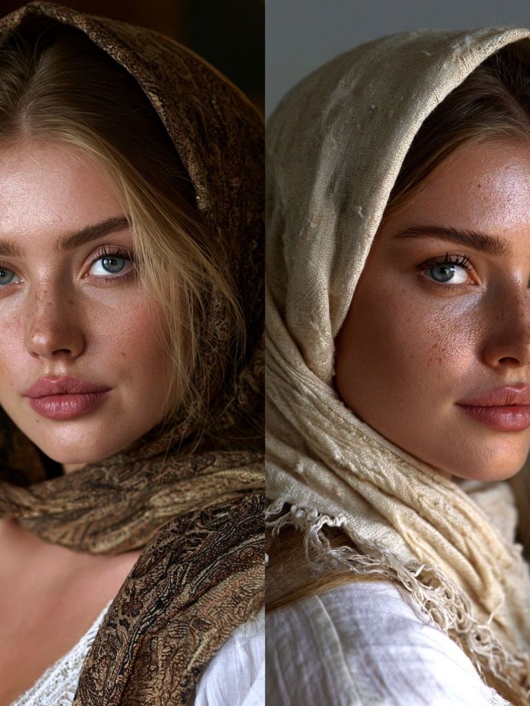 Dual Portrait Headscarf Photography Poster. poster detail