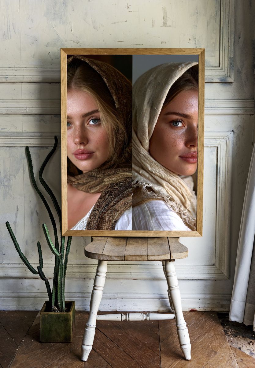 Dual Portrait Headscarf Photography Poster. room preview
