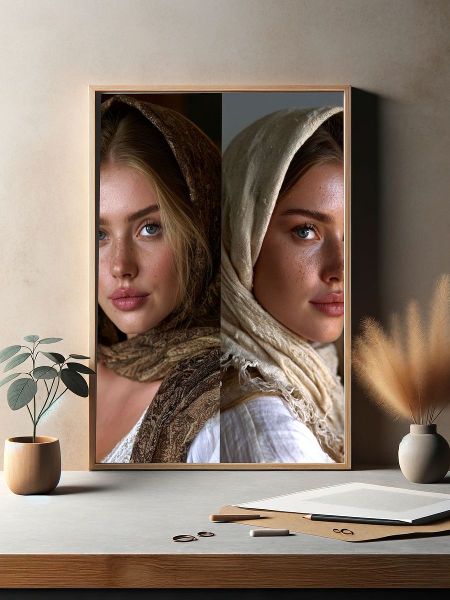 Dual Portrait Headscarf Photography Poster. — room view 2