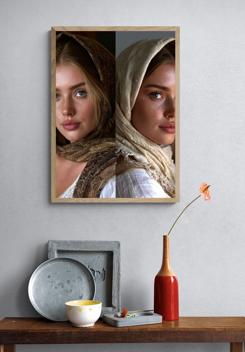 Dual Portrait Headscarf Photography Poster. — room view 3