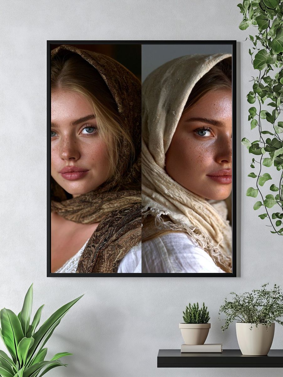 Dual Portrait Headscarf Photography Poster. — room view 4