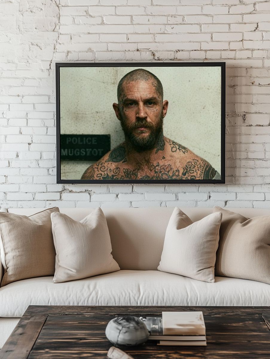 Tattooed Mugshot Portrait Print. room preview
