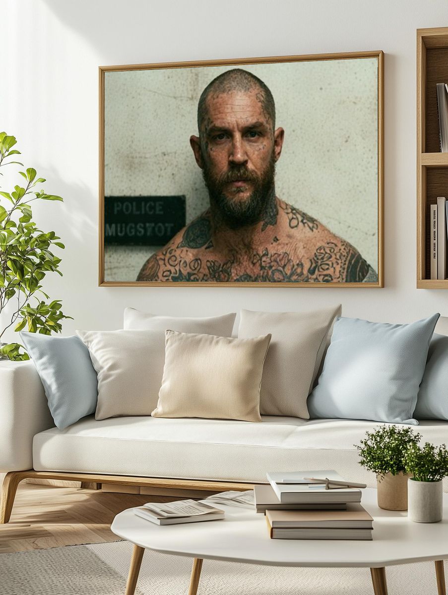 Tattooed Mugshot Portrait Print. — room view 2