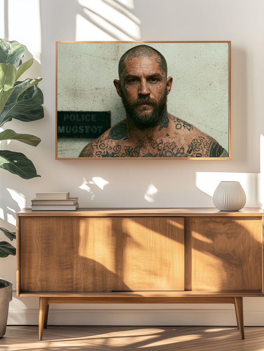 Tattooed Mugshot Portrait Print. — room view 3