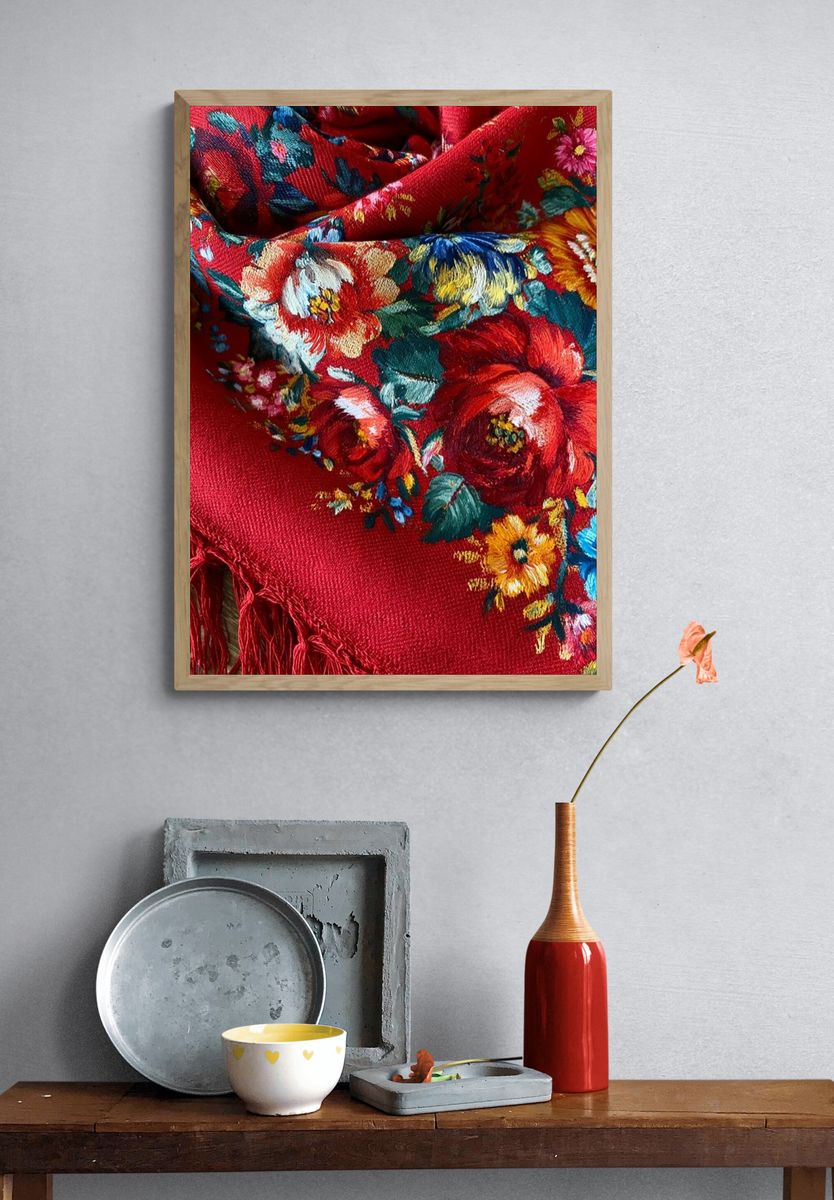 Floral Embroidered Textile Print. — room view 3