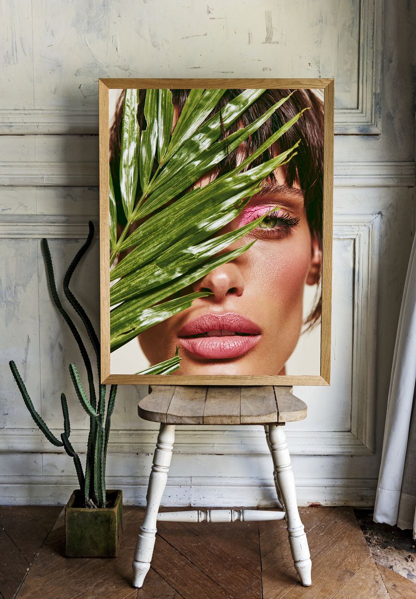 Palm Leaf Portrait Photography Poster. — room view 1