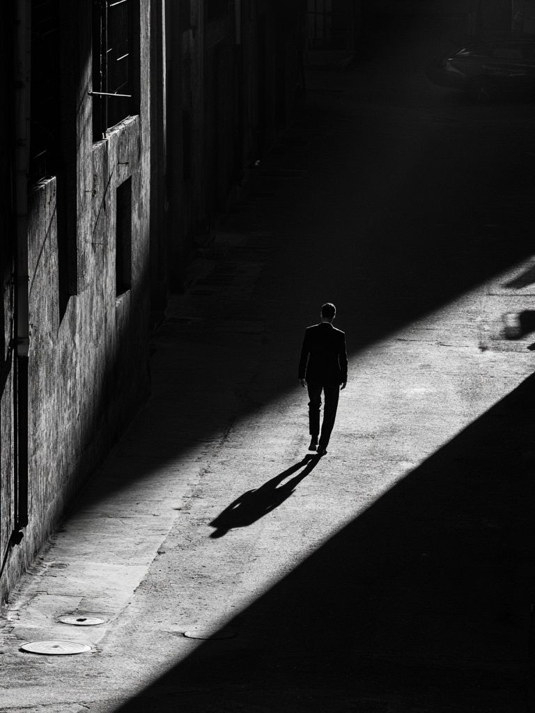Solitary Alley Walker Photography Poster. poster detail