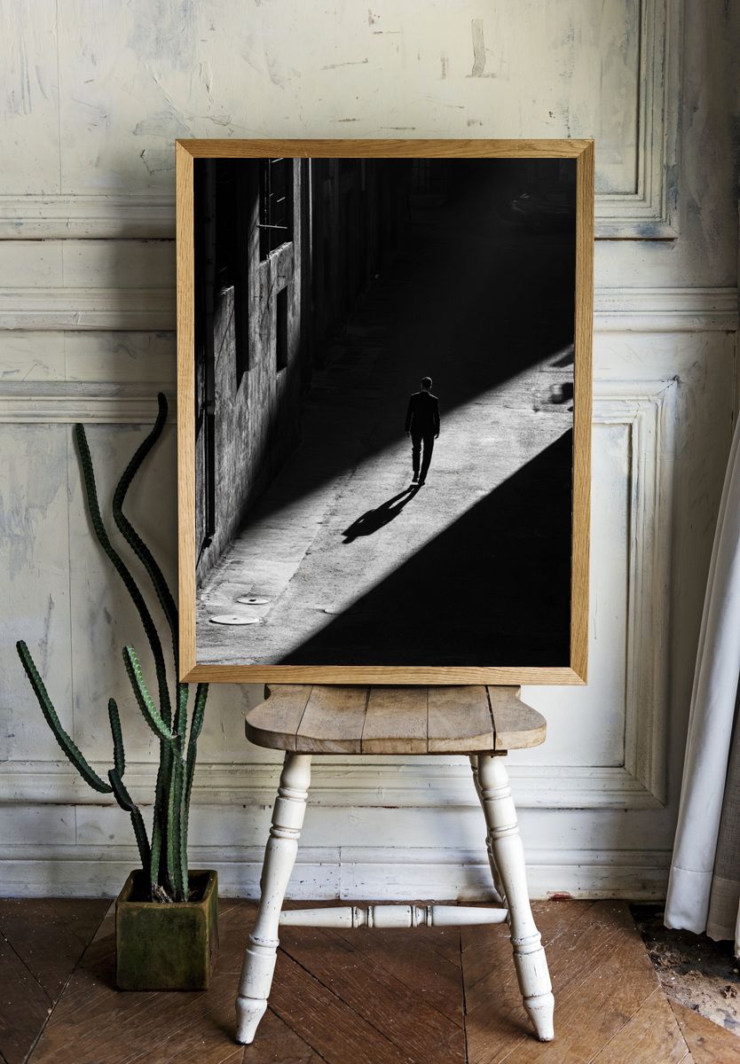Solitary Alley Walker Photography Poster. — room view 1