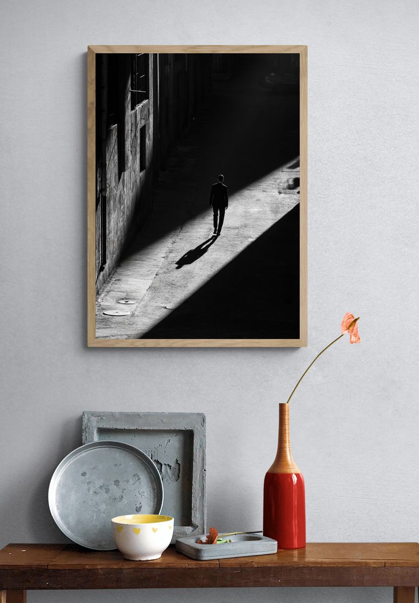 Solitary Alley Walker Photography Poster. — room view 3