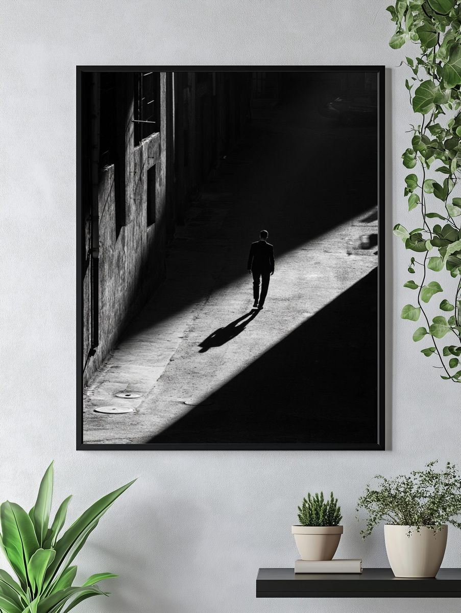 Solitary Alley Walker Photography Poster. — room view 4