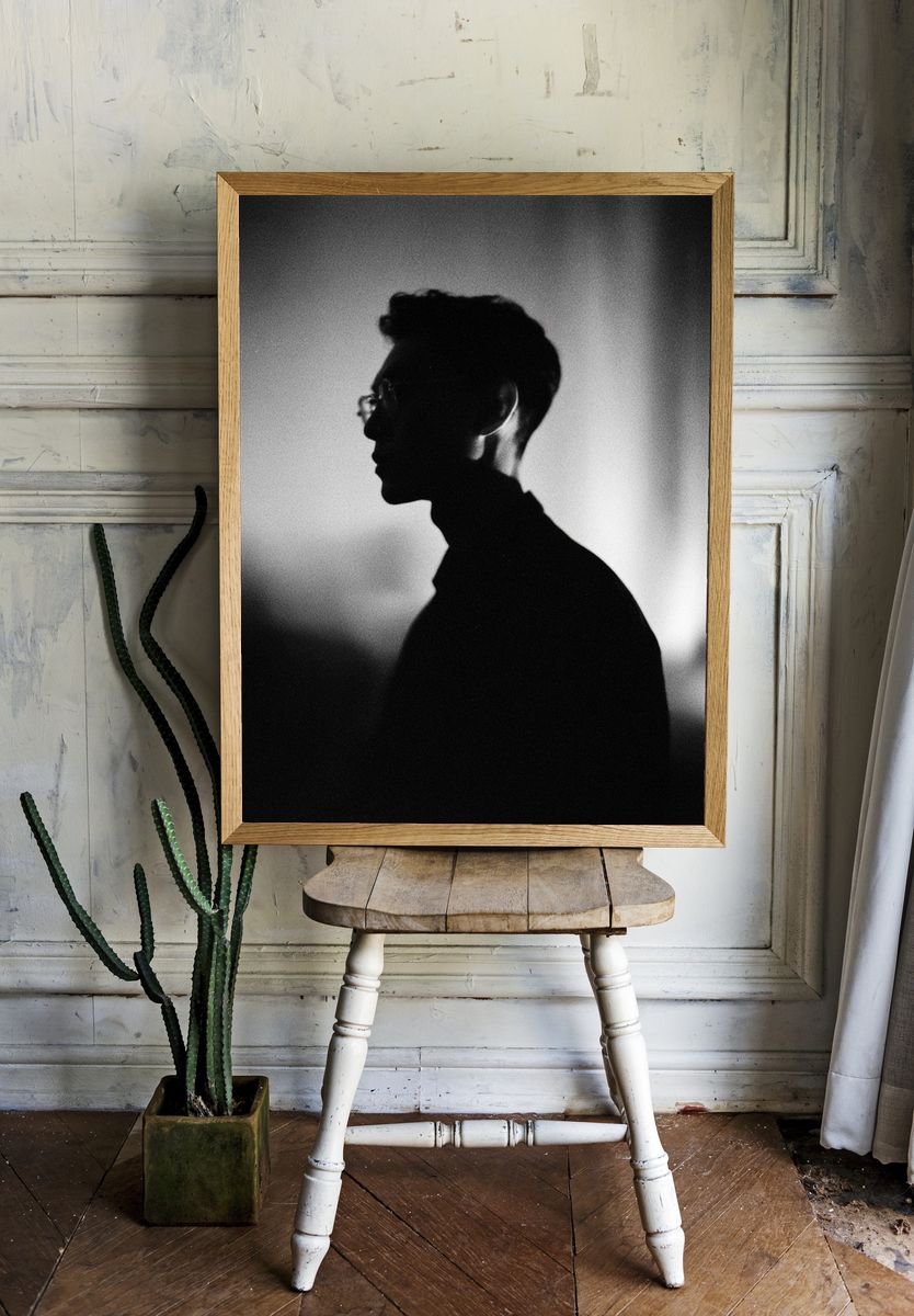 Silhouette Portrait Black-White Poster. room preview