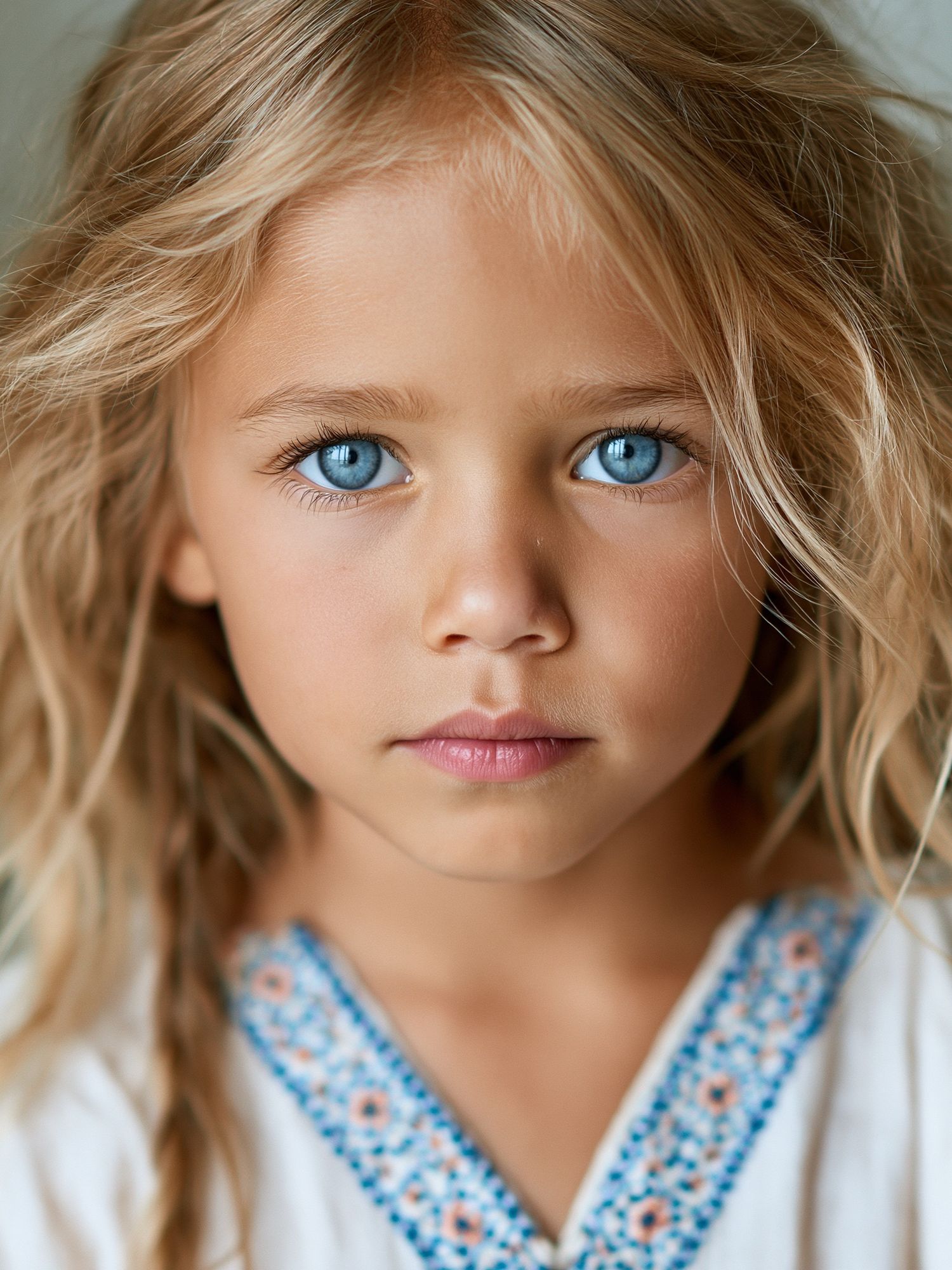 Blue-Eyed Child Portrait Print. poster detail