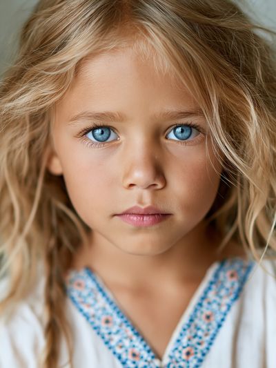 Blue-Eyed Child Portrait Print. poster