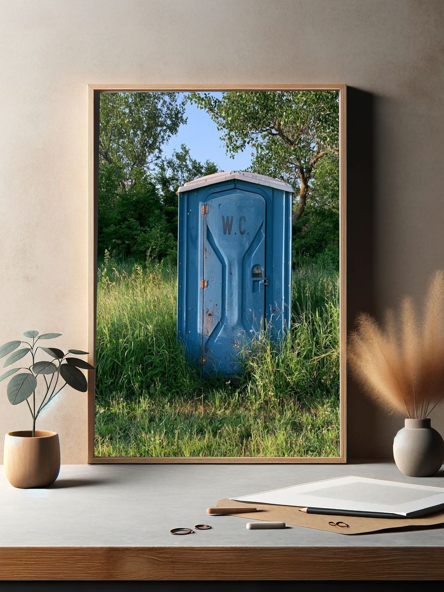 Blue Portable Toilet Photography Poster. — room view 2