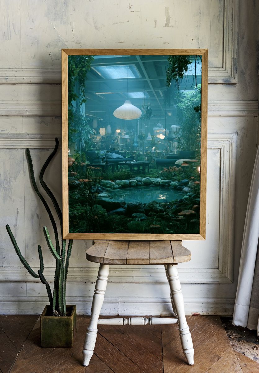 Indoor Jungle Oasis Photography Poster. — room view 1