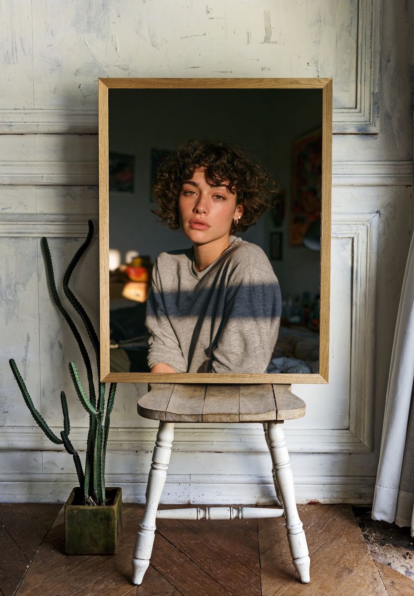 Curly Portrait Photography Poster. — room view 1
