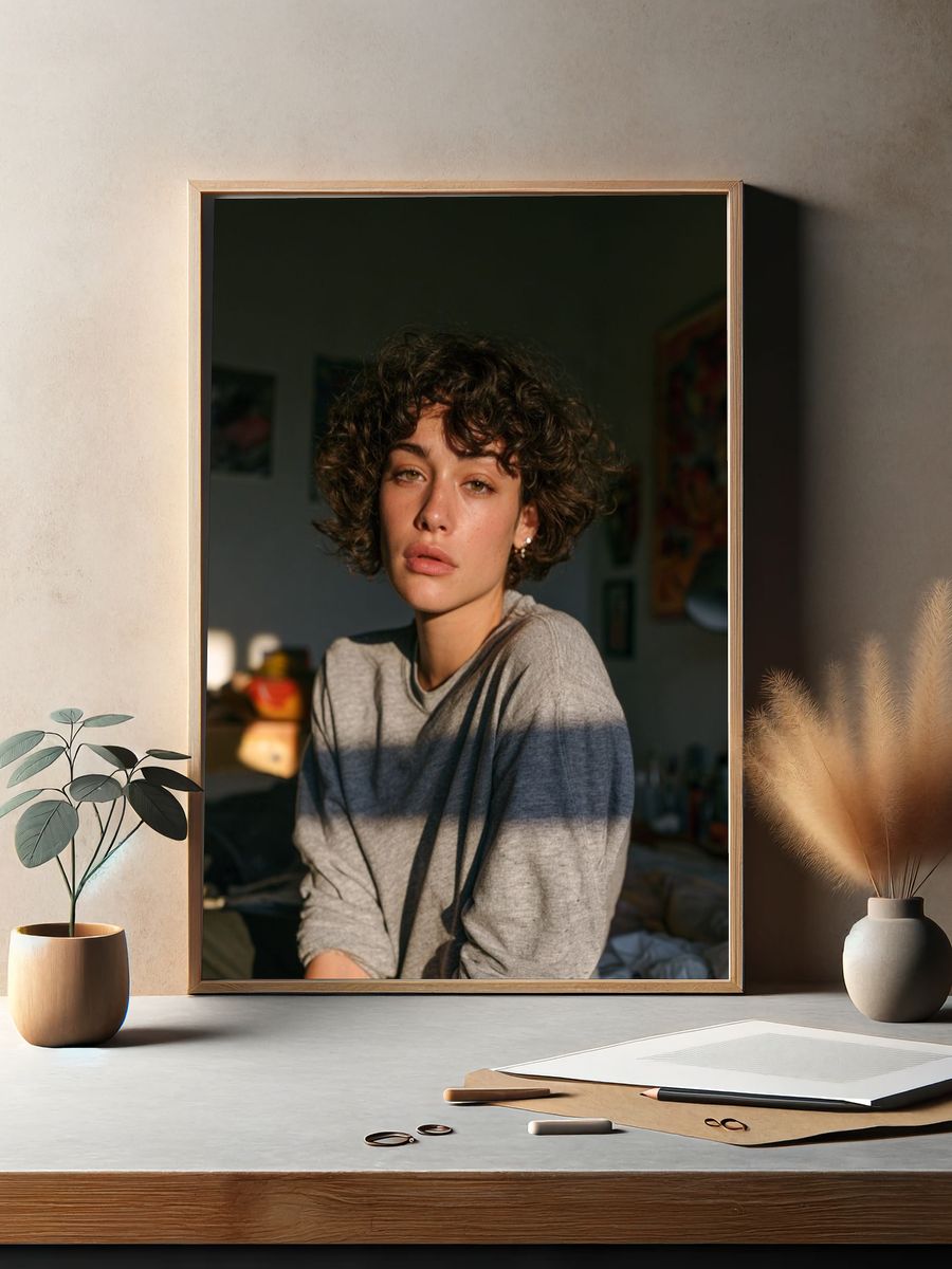 Curly Portrait Photography Poster. — room view 2