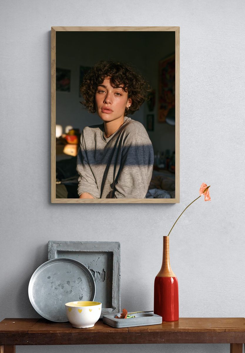 Curly Portrait Photography Poster. — room view 3