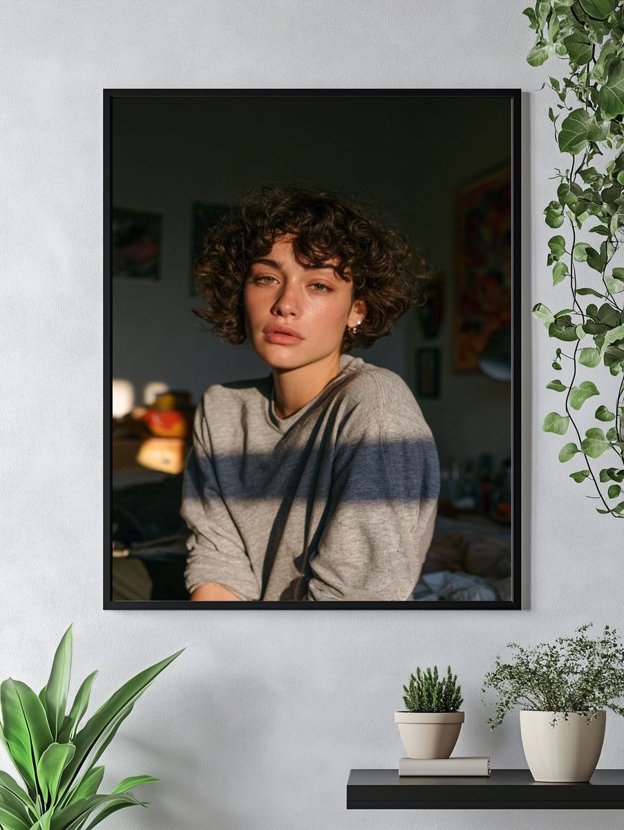 Curly Portrait Photography Poster. — room view 4