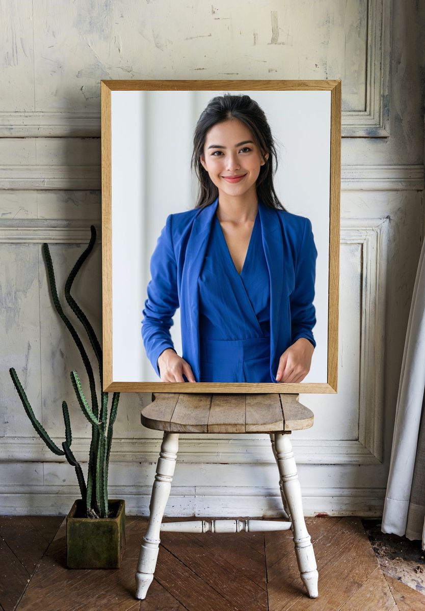 Blue Blazer Portrait Photography Poster. room preview