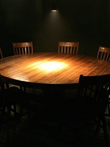 Dimly Lit Round Table Photography Poster. poster — photography art