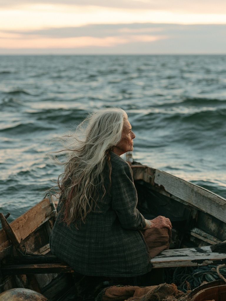 Elderly Woman at Sea Photography Poster. poster — photography art