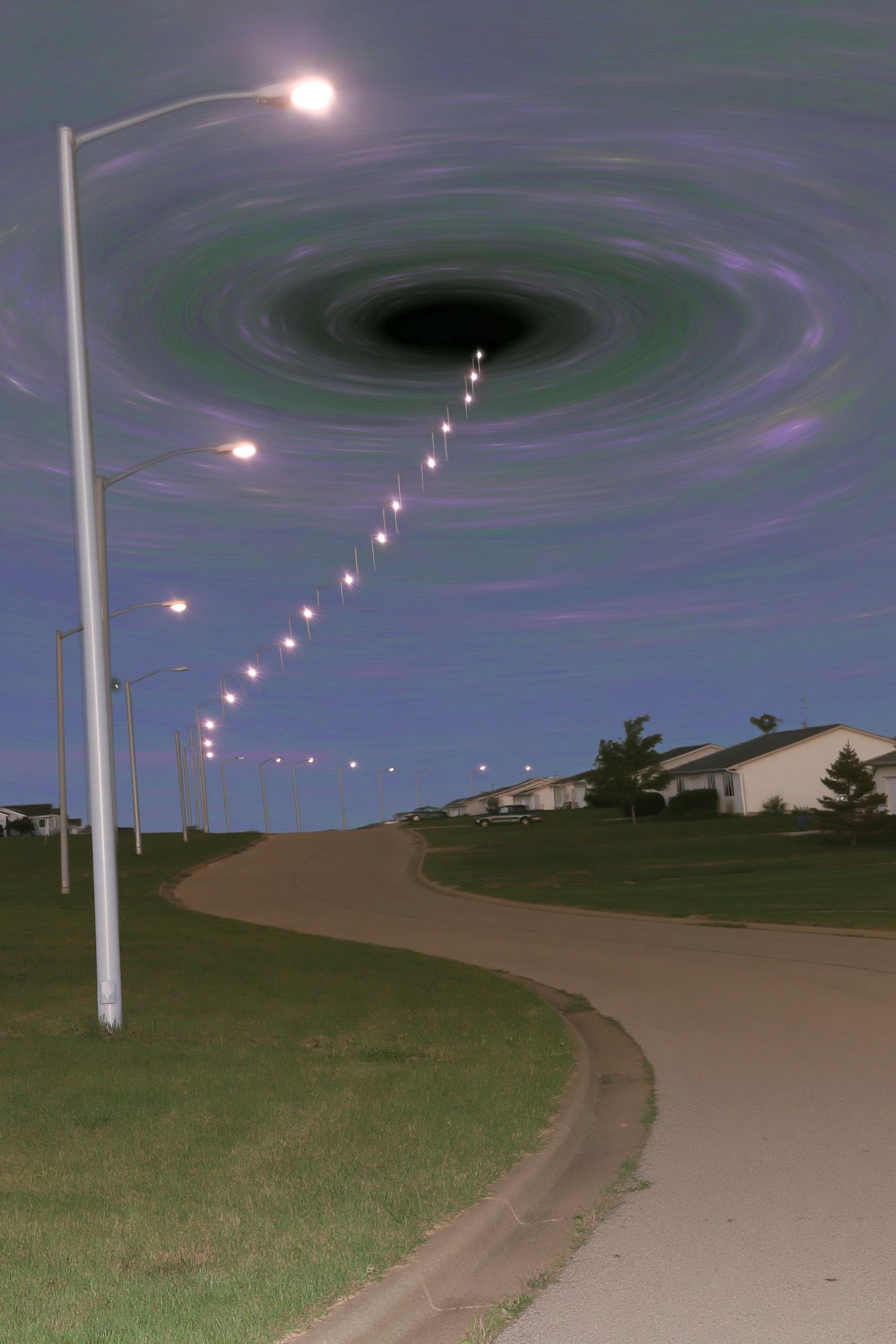 Surreal Streetlight Vortex Photography Poster. poster detail