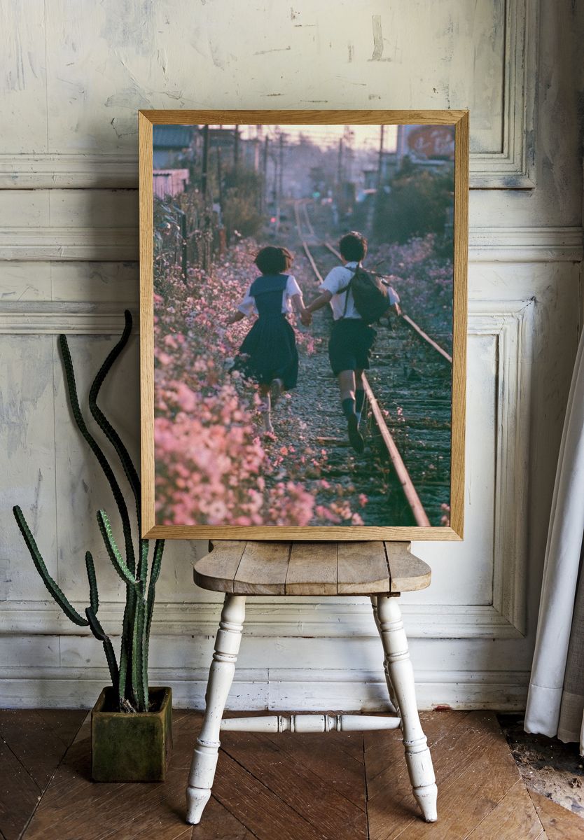 Children Running on Tracks Photography Poster. room preview