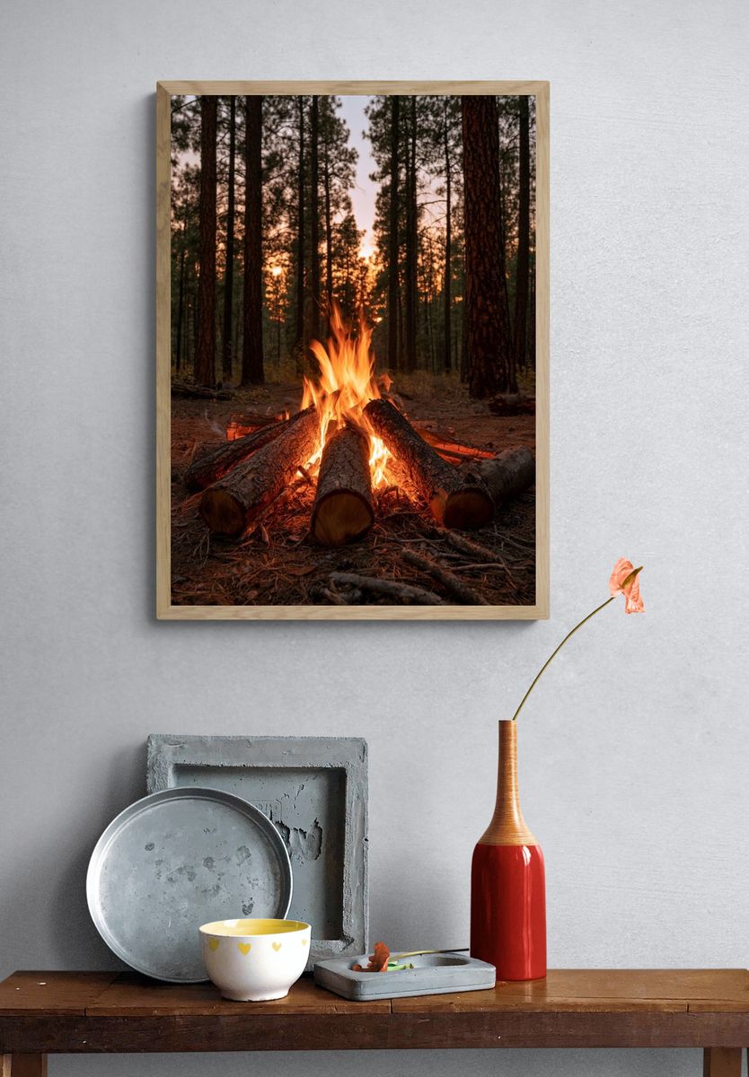 Forest Campfire Photography Poster. — room view 3
