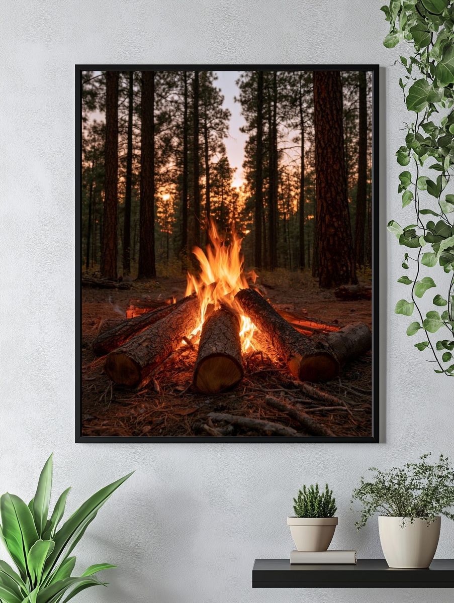 Forest Campfire Photography Poster. — room view 4