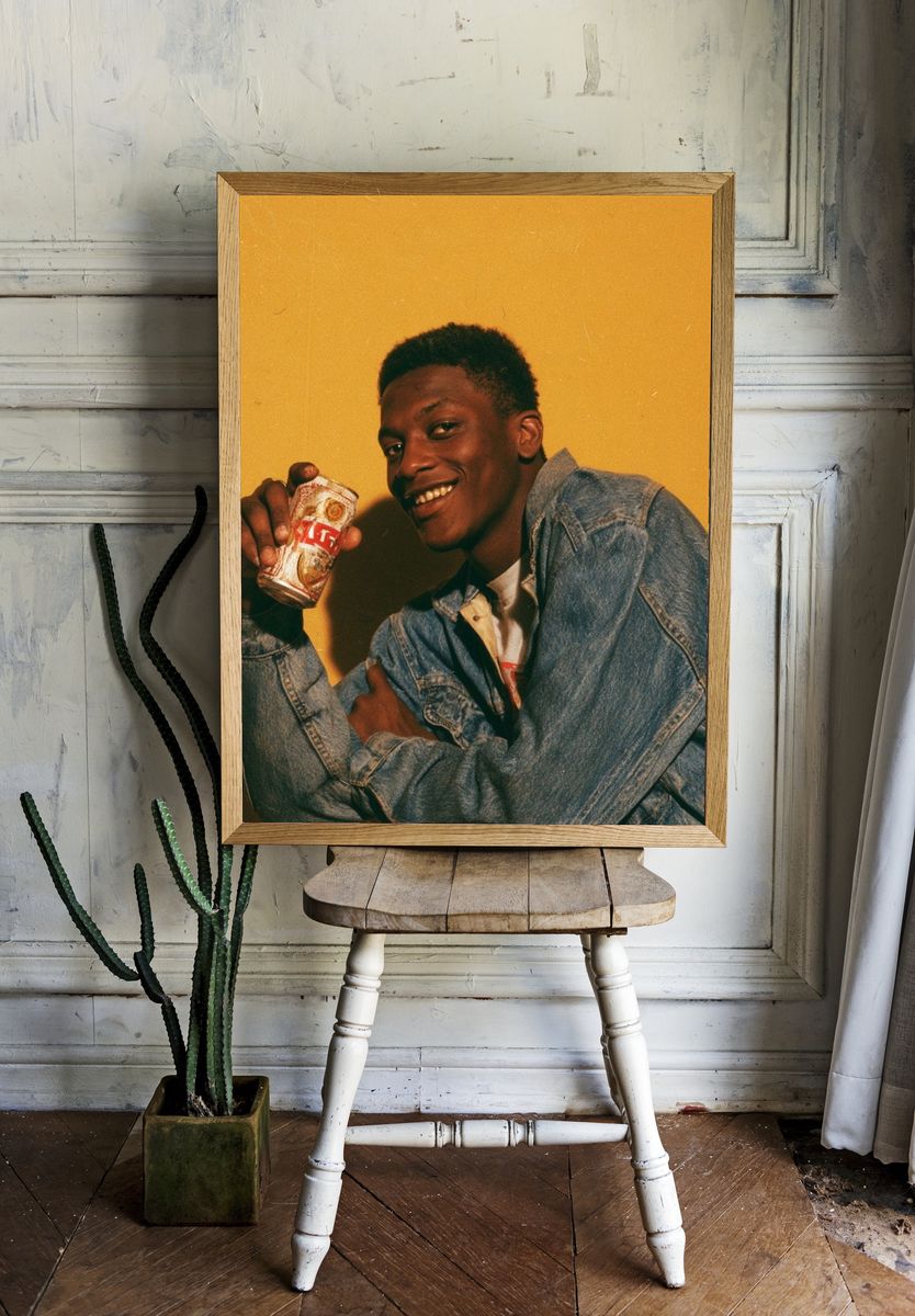 Smiling Portrait in Denim Poster. room preview