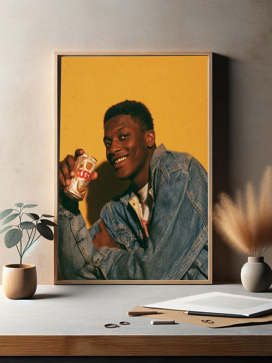 Smiling Portrait in Denim Poster. — room view 2