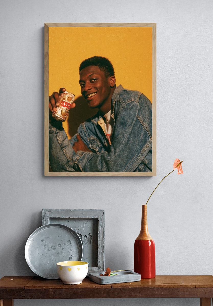 Smiling Portrait in Denim Poster. — room view 3