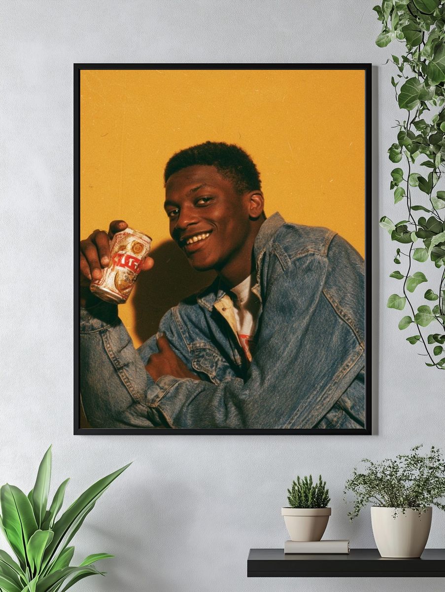 Smiling Portrait in Denim Poster. — room view 4