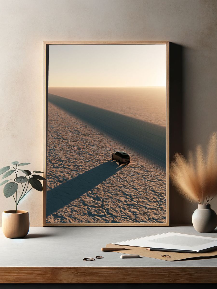 Desert SUV Sunset Photography Poster. — room view 2