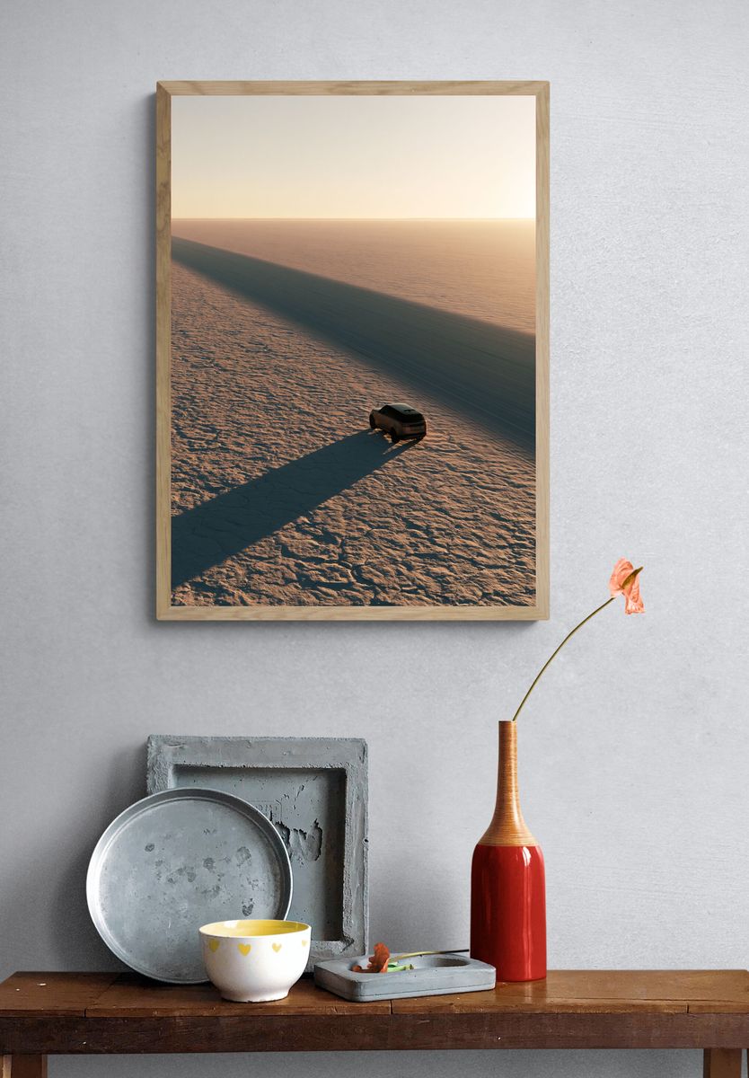 Desert SUV Sunset Photography Poster. — room view 3