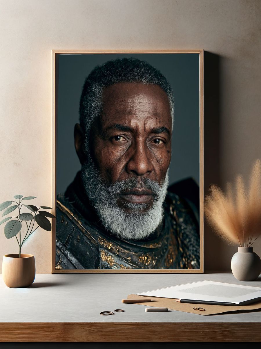 Regal Warrior Portrait Print. — room view 2