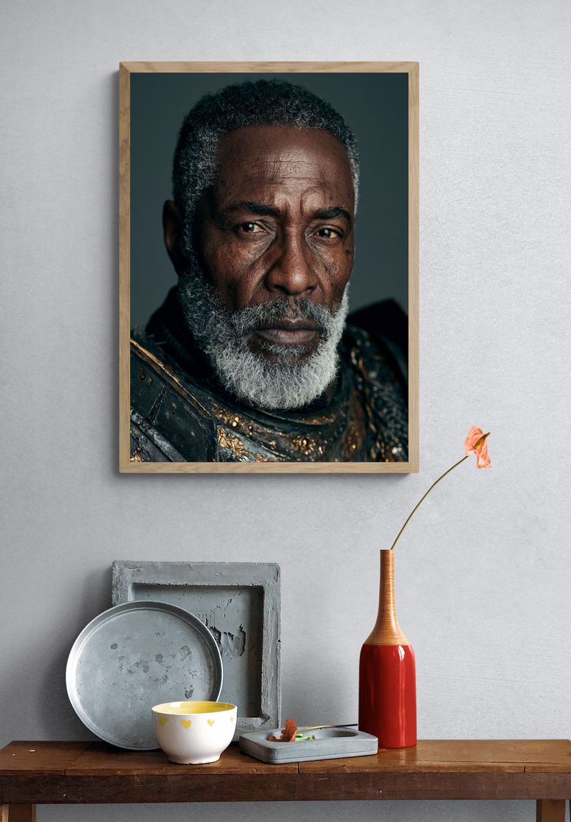 Regal Warrior Portrait Print. — room view 3
