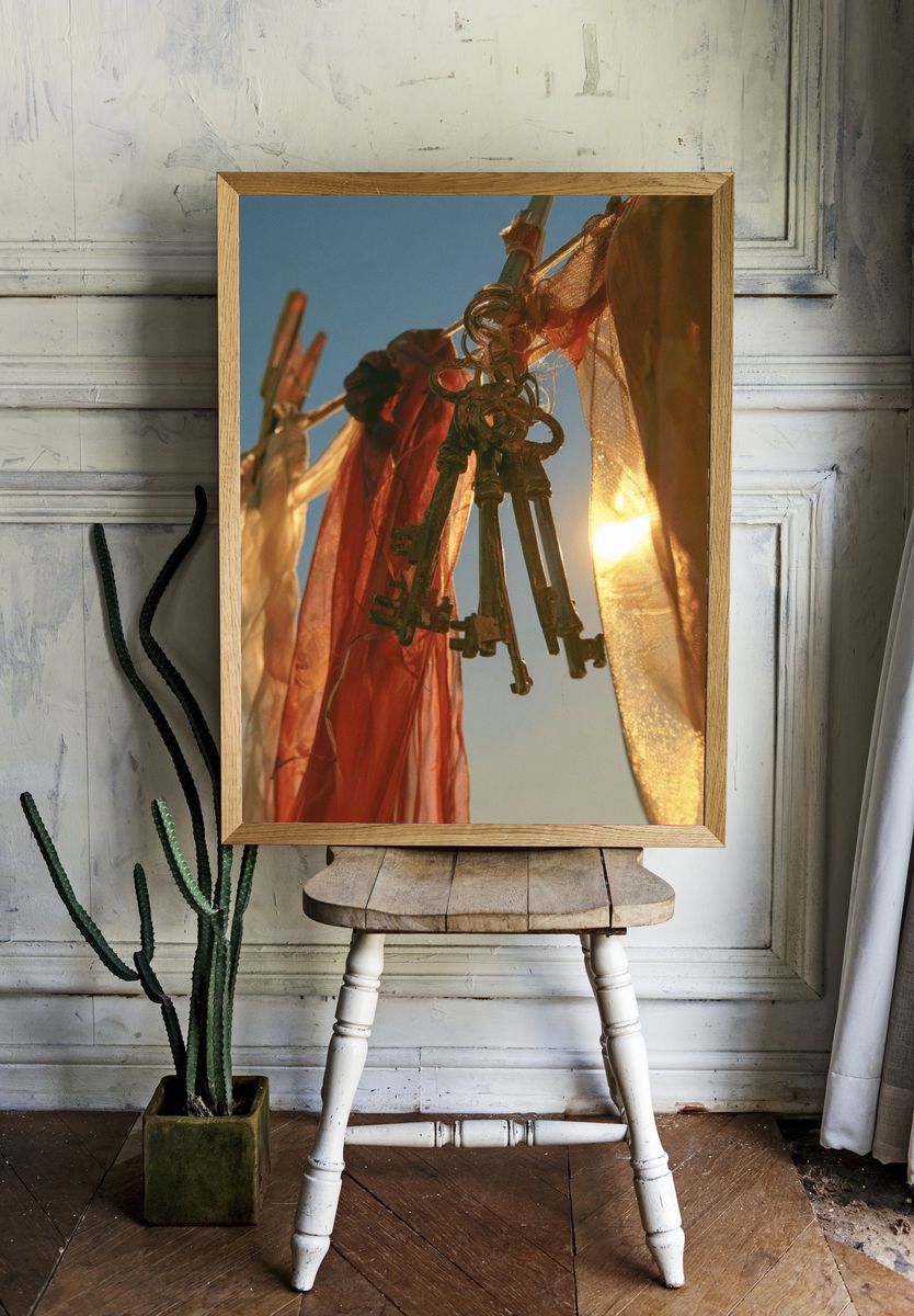 Prayer Flags at Sunset Photography Poster. room preview