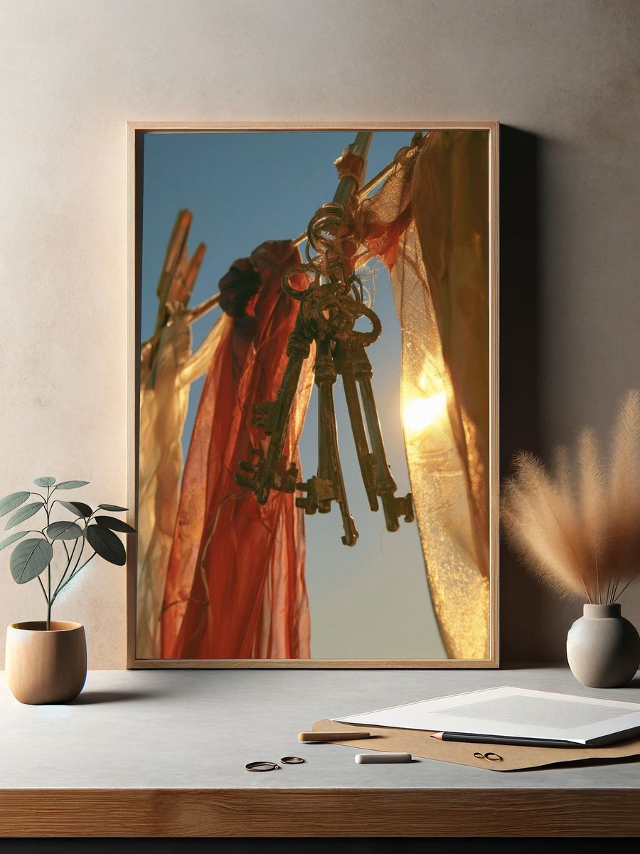 Prayer Flags at Sunset Photography Poster. — room view 2