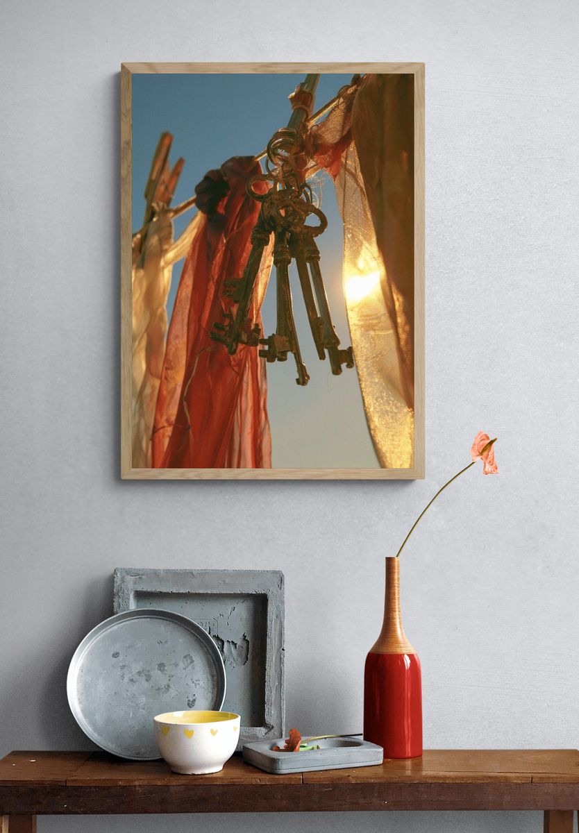 Prayer Flags at Sunset Photography Poster. — room view 3