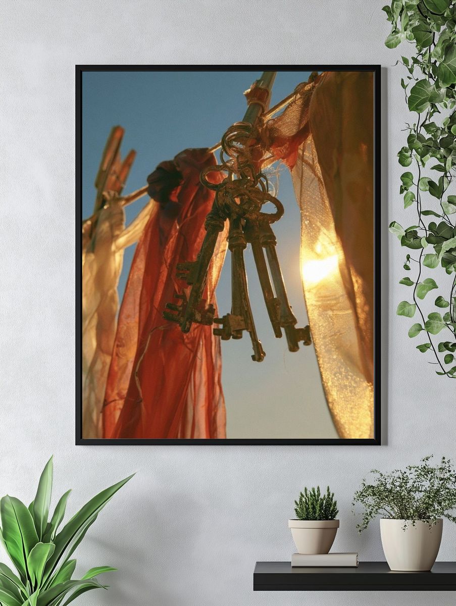 Prayer Flags at Sunset Photography Poster. — room view 4