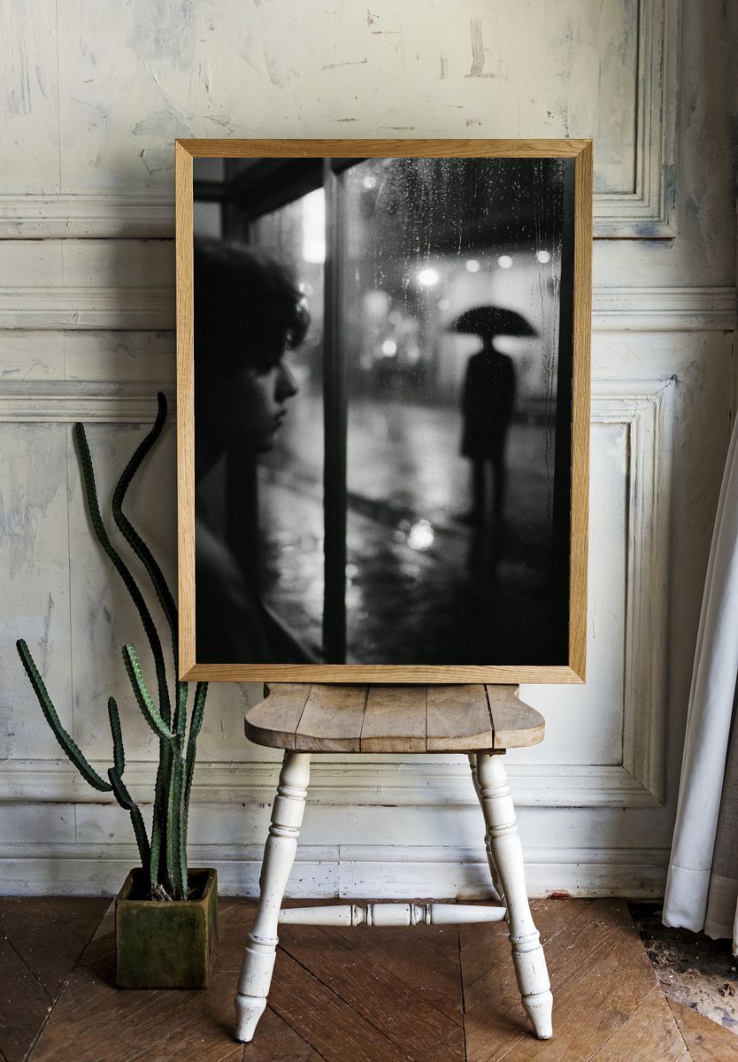 Rainy Night Silhouette Photography Poster. room preview