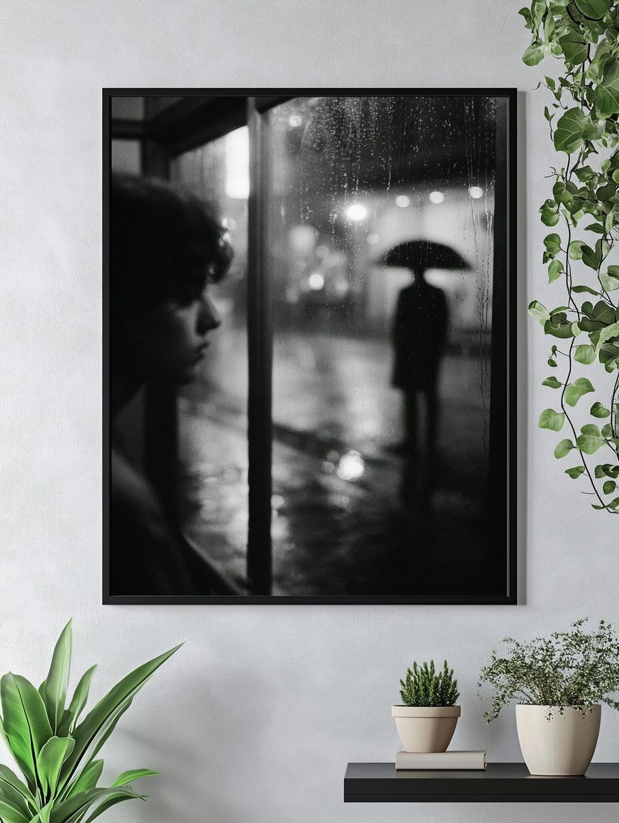 Rainy Night Silhouette Photography Poster. — room view 4