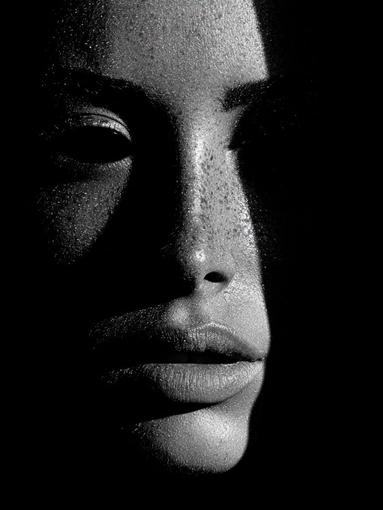 Monochrome Face Portrait Print. poster detail